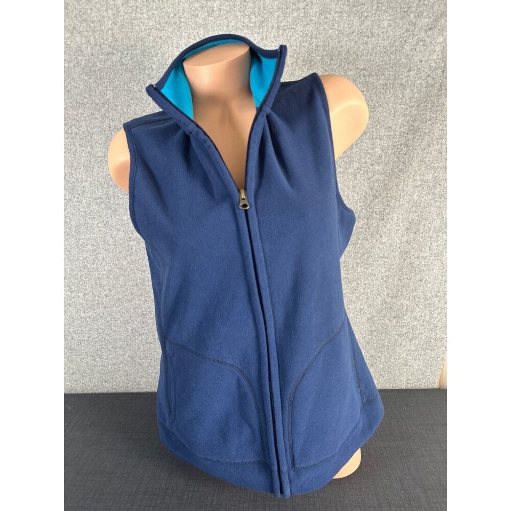 Old Navy Large Vest Sleeveless Fleece Blue Womens 2009 Full Zip Top Mock Neck